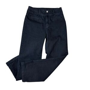 Sidefeel Womens Black Wide Leg Jeans High Waisted Stretch Denim Trousers Size 8